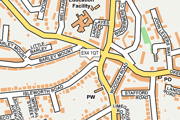 EX4 1QT map - OS OpenMap – Local (Ordnance Survey)