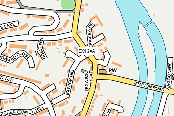 EX4 2AA map - OS OpenMap – Local (Ordnance Survey)