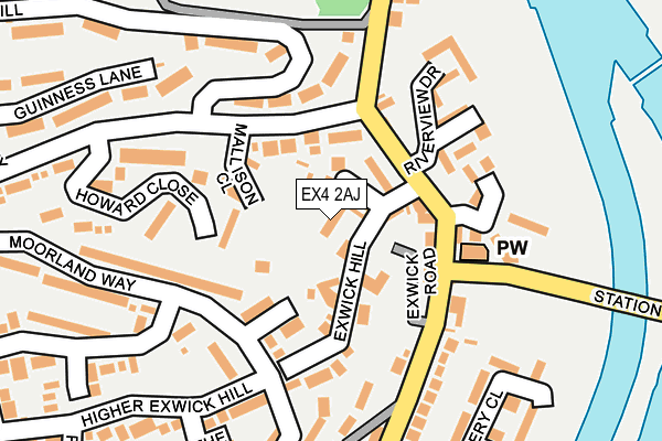 EX4 2AJ map - OS OpenMap – Local (Ordnance Survey)