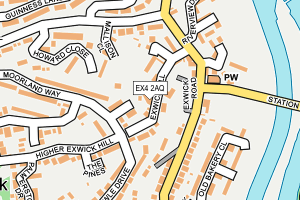 EX4 2AQ map - OS OpenMap – Local (Ordnance Survey)