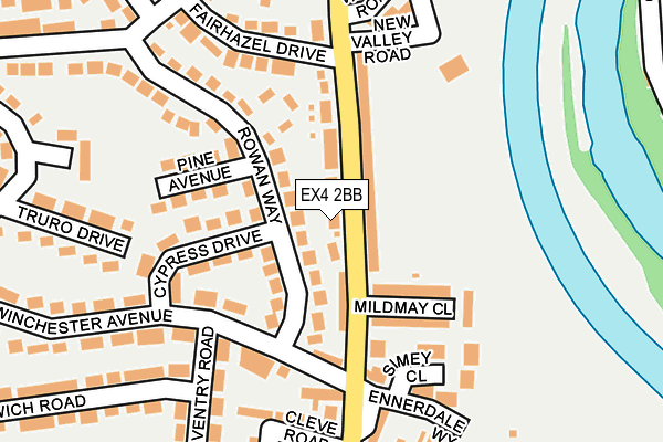 EX4 2BB map - OS OpenMap – Local (Ordnance Survey)