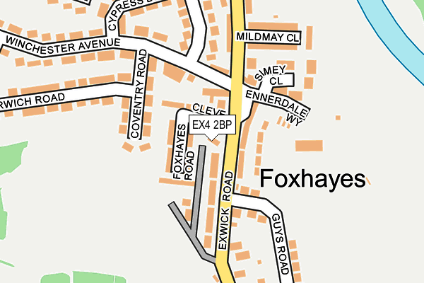EX4 2BP map - OS OpenMap – Local (Ordnance Survey)
