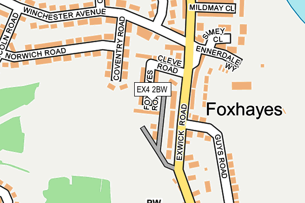 EX4 2BW map - OS OpenMap – Local (Ordnance Survey)