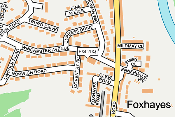 EX4 2DQ map - OS OpenMap – Local (Ordnance Survey)