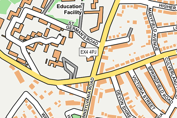 EX4 4PJ map - OS OpenMap – Local (Ordnance Survey)