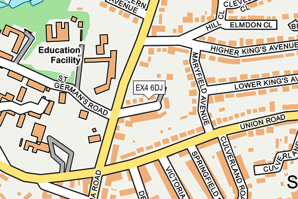 EX4 6DJ map - OS OpenMap – Local (Ordnance Survey)
