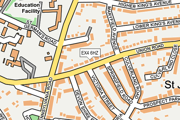 EX4 6HZ map - OS OpenMap – Local (Ordnance Survey)