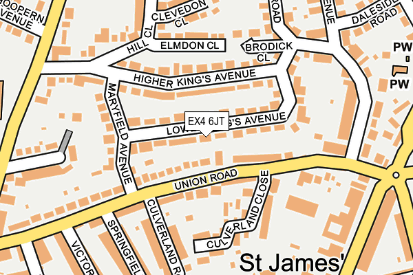 EX4 6JT map - OS OpenMap – Local (Ordnance Survey)