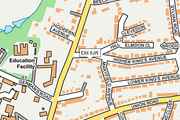 EX4 6JW map - OS OpenMap – Local (Ordnance Survey)