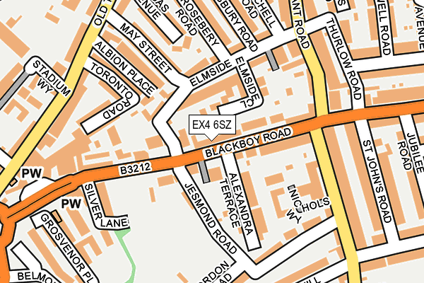 EX4 6SZ map - OS OpenMap – Local (Ordnance Survey)