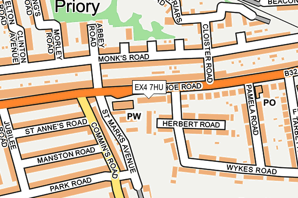 EX4 7HU map - OS OpenMap – Local (Ordnance Survey)