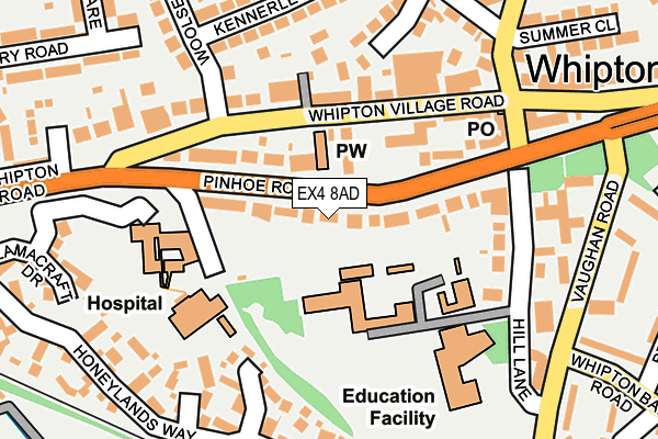 EX4 8AD map - OS OpenMap – Local (Ordnance Survey)