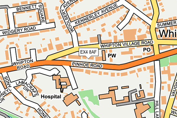 EX4 8AF map - OS OpenMap – Local (Ordnance Survey)