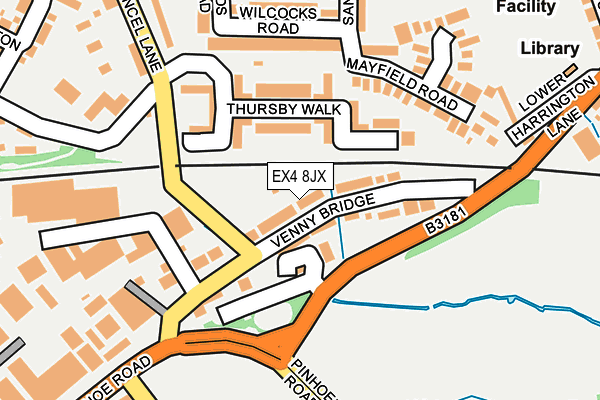 EX4 8JX map - OS OpenMap – Local (Ordnance Survey)