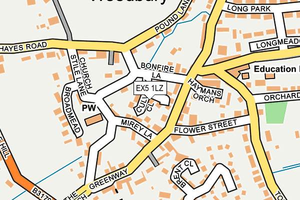 EX5 1LZ map - OS OpenMap – Local (Ordnance Survey)
