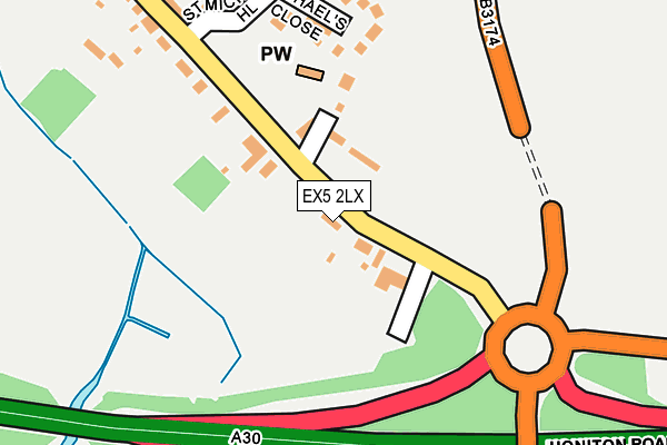EX5 2LX map - OS OpenMap – Local (Ordnance Survey)