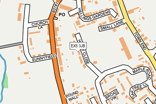 EX5 3JB map - OS OpenMap – Local (Ordnance Survey)
