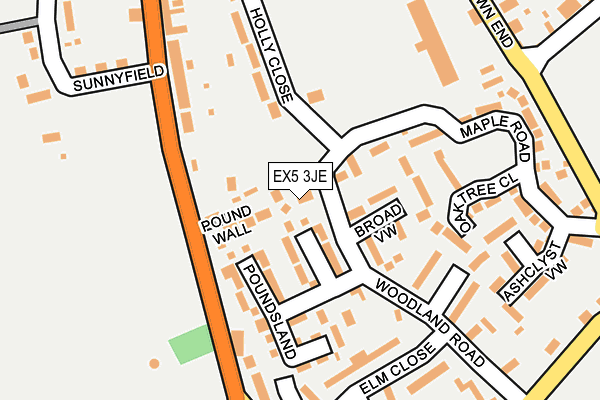 EX5 3JE map - OS OpenMap – Local (Ordnance Survey)