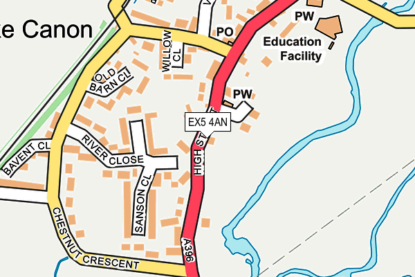 EX5 4AN map - OS OpenMap – Local (Ordnance Survey)