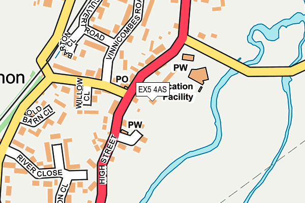 EX5 4AS map - OS OpenMap – Local (Ordnance Survey)