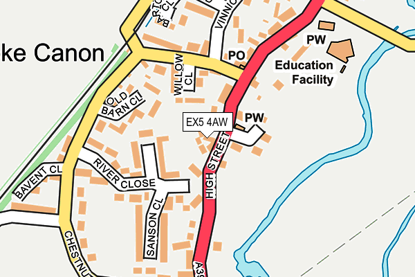 EX5 4AW map - OS OpenMap – Local (Ordnance Survey)