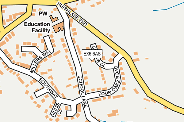 EX6 6AS map - OS OpenMap – Local (Ordnance Survey)
