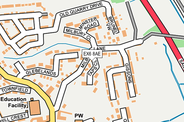 EX6 8AE map - OS OpenMap – Local (Ordnance Survey)