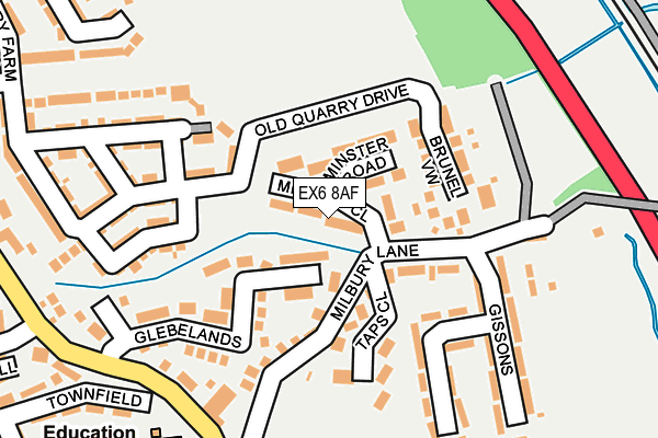 EX6 8AF map - OS OpenMap – Local (Ordnance Survey)