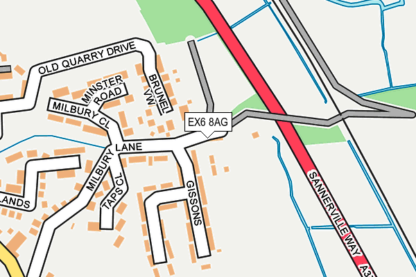 EX6 8AG map - OS OpenMap – Local (Ordnance Survey)