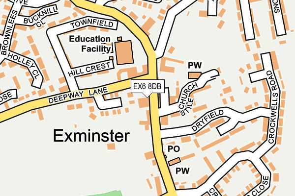 EX6 8DB map - OS OpenMap – Local (Ordnance Survey)