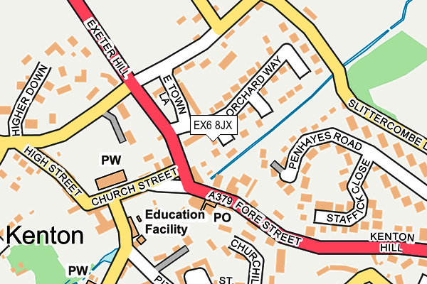 EX6 8JX map - OS OpenMap – Local (Ordnance Survey)