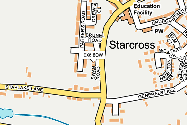 EX6 8QW map - OS OpenMap – Local (Ordnance Survey)