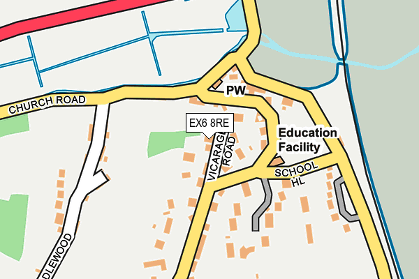 EX6 8RE map - OS OpenMap – Local (Ordnance Survey)