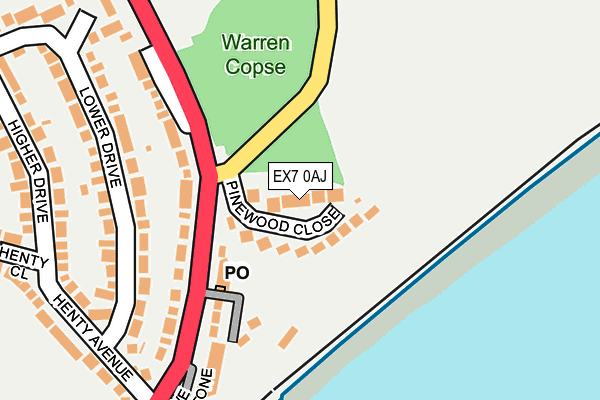 EX7 0AJ map - OS OpenMap – Local (Ordnance Survey)
