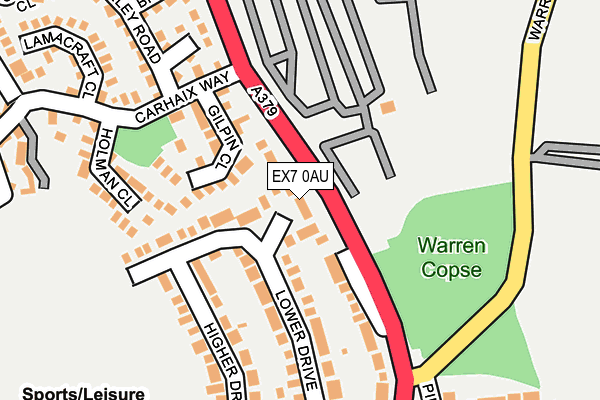 EX7 0AU map - OS OpenMap – Local (Ordnance Survey)