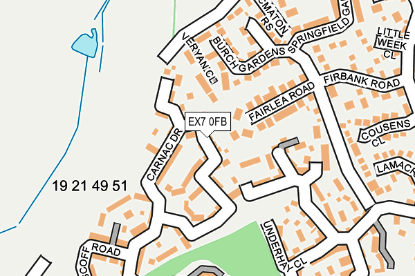 EX7 0FB map - OS OpenMap – Local (Ordnance Survey)
