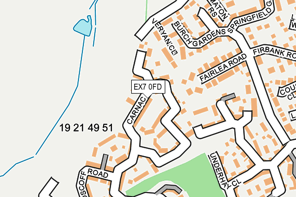 EX7 0FD map - OS OpenMap – Local (Ordnance Survey)