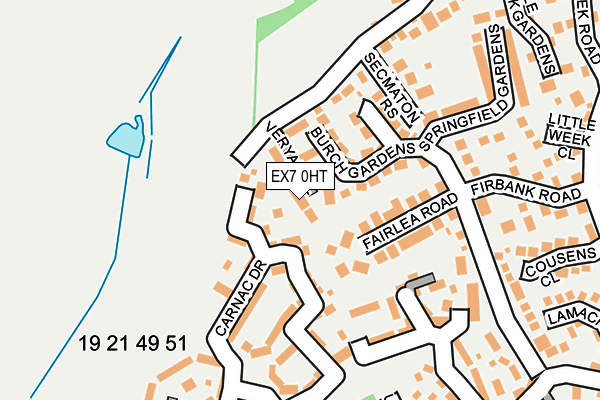 EX7 0HT map - OS OpenMap – Local (Ordnance Survey)