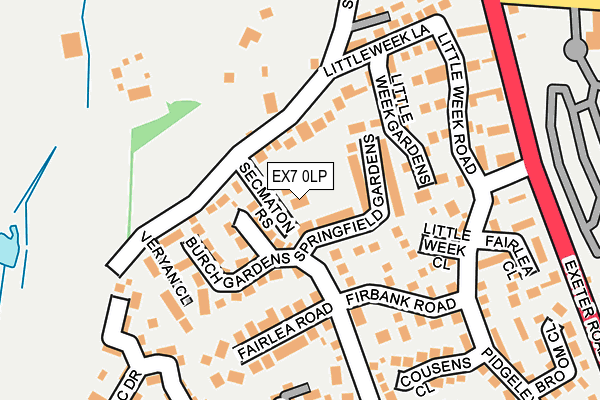 EX7 0LP map - OS OpenMap – Local (Ordnance Survey)