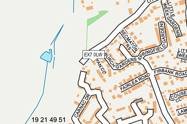 EX7 0LW map - OS OpenMap – Local (Ordnance Survey)