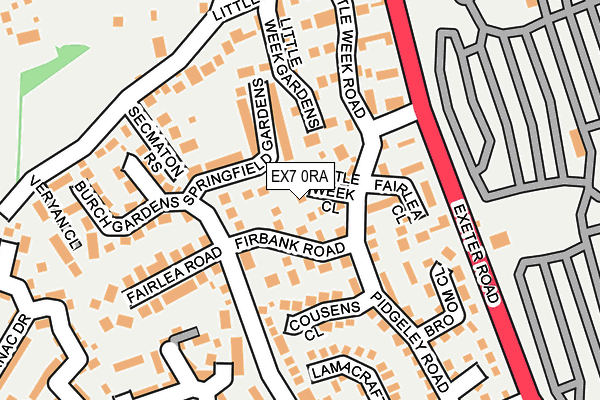 EX7 0RA map - OS OpenMap – Local (Ordnance Survey)