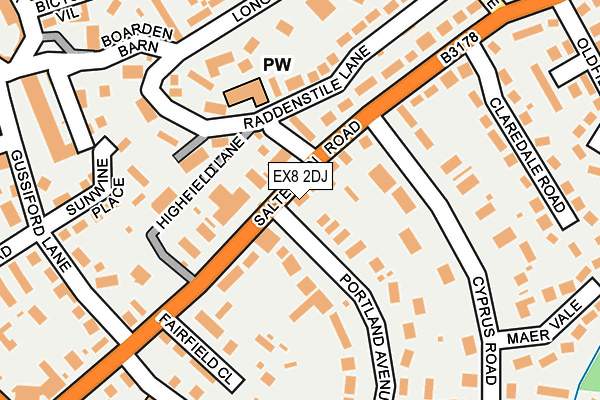 EX8 2DJ map - OS OpenMap – Local (Ordnance Survey)