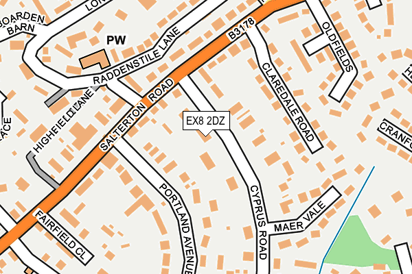 EX8 2DZ map - OS OpenMap – Local (Ordnance Survey)