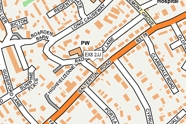 EX8 2JJ map - OS OpenMap – Local (Ordnance Survey)