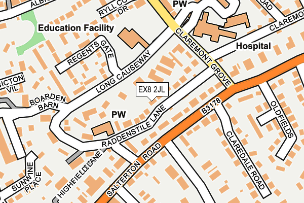 EX8 2JL map - OS OpenMap – Local (Ordnance Survey)