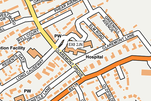 EX8 2JN map - OS OpenMap – Local (Ordnance Survey)