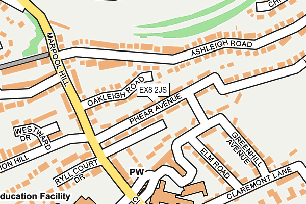 EX8 2JS map - OS OpenMap – Local (Ordnance Survey)