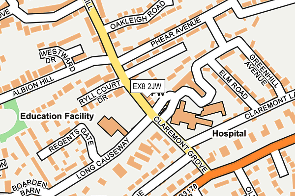 EX8 2JW map - OS OpenMap – Local (Ordnance Survey)