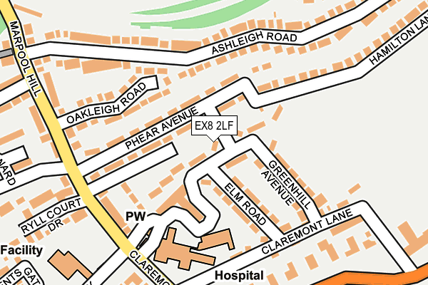 EX8 2LF map - OS OpenMap – Local (Ordnance Survey)