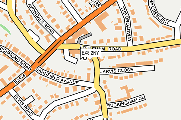 EX8 2NY map - OS OpenMap – Local (Ordnance Survey)